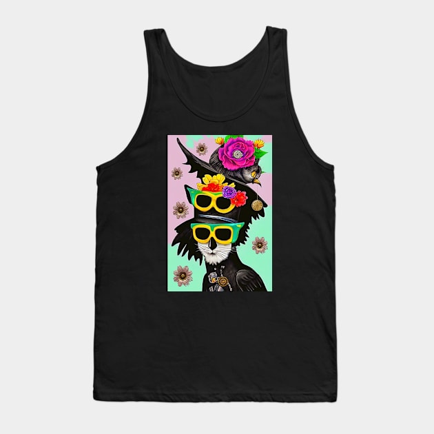 Byron! The Cool Steampunk Cat Crow Tank Top by Black Cat Alley